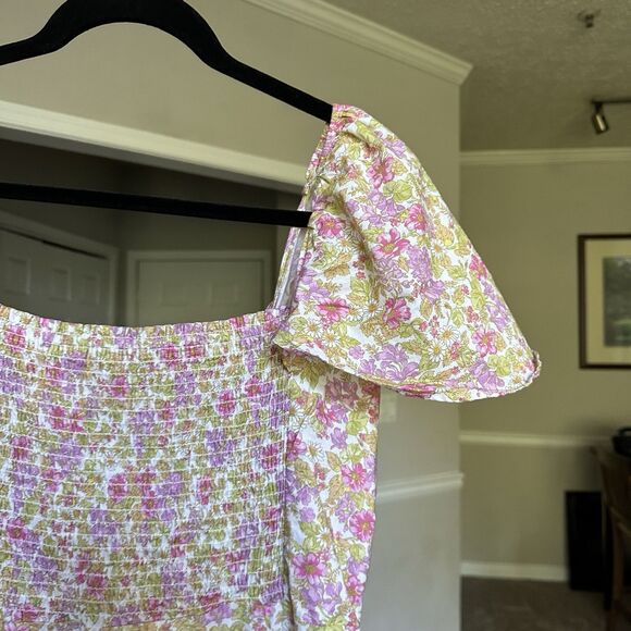 Show Me Your Mumu Floral Brenda Midi Dress XXL Cap Flounce Sleeve Flowy Pink - Picture 6 of 10